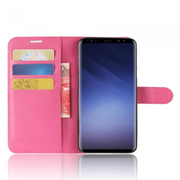 UTGATT4 - Litchi Plnboksfodral till Samsung Galaxy S9 Plus - Magenta
