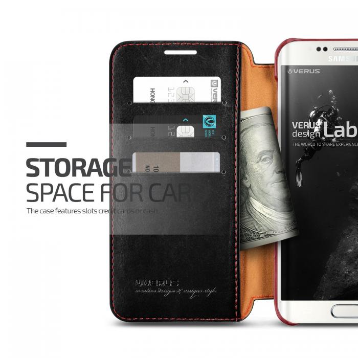 UTGATT5 - Verus Dandy Layered Plnboksfodral till Samsung Galaxy S6 Edge Plus - Svart
