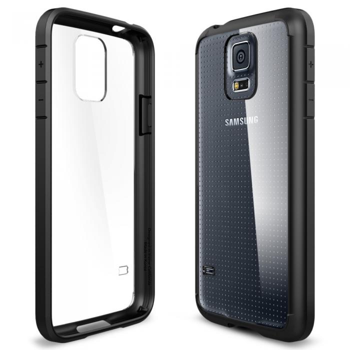 UTGATT5 - SPIGEN Ultra Hybrid skal till Samsung Galaxy S5 (Svart) + Skrmskydd
