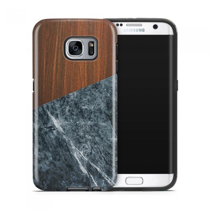 UTGATT5 - Tough mobilskal till Samsung Galaxy S7 Edge - Wooden Marble Dark B