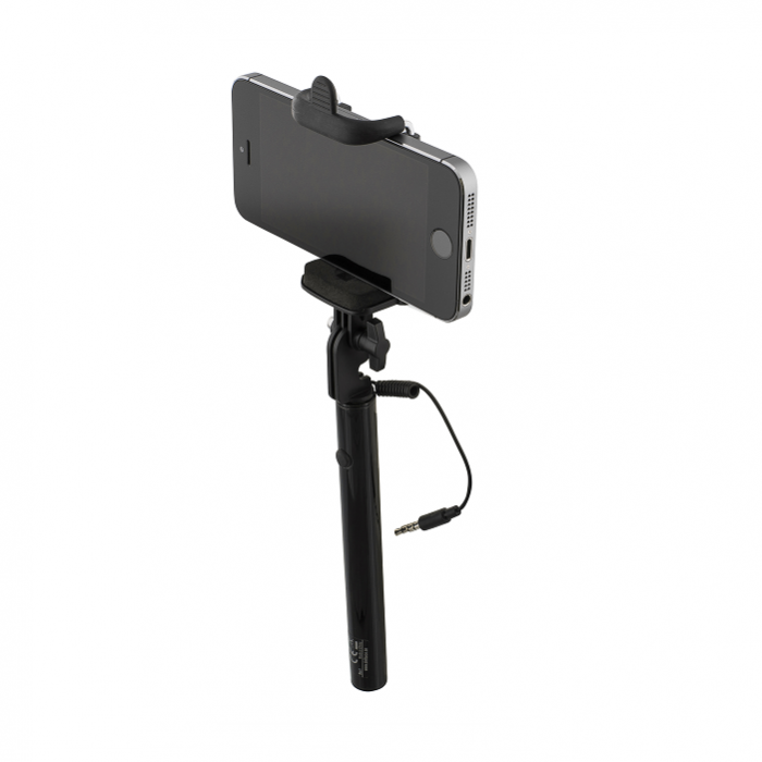 UTGATT5 - STREETZ trdbunden selfiestng i fickformat, iOS/Android, 3,5mm. svart