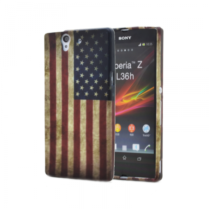 UTGATT4 - Flexicase Skal till Sony Xperia Z American Flag