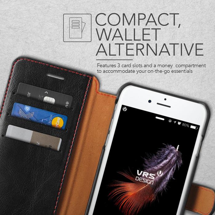 UTGATT5 - Verus Dandy Layered Plnboksfodral till iPhone 7 Plus - Svart