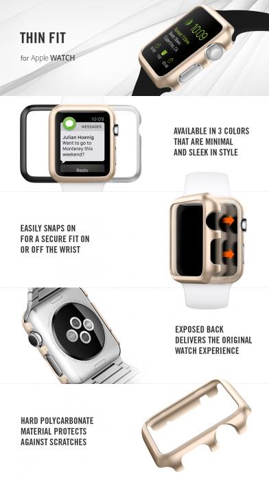 UTGATT5 - Spigen Thin Fit Skal till Apple Watch 38mm - Smooth Vit