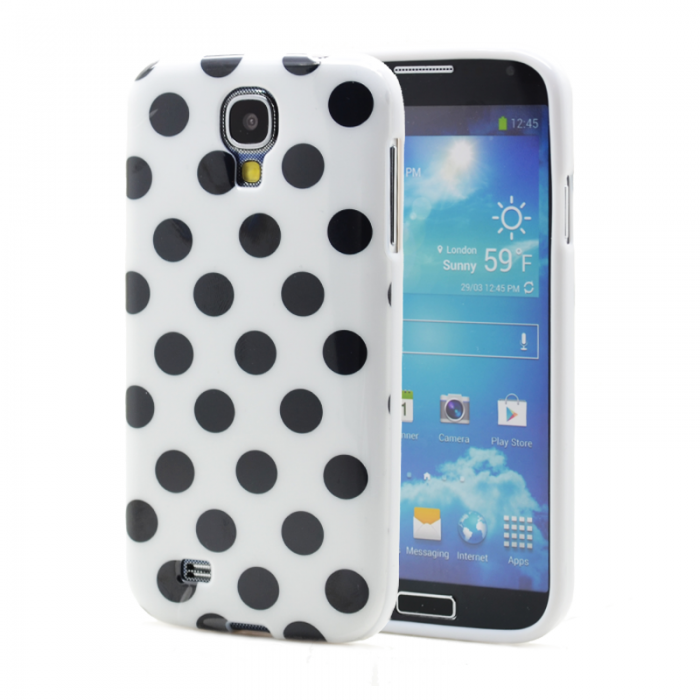 UTGATT4 - Polka dot FlexiSkal till Samsung Galaxy S4 - i9500 (Vit)