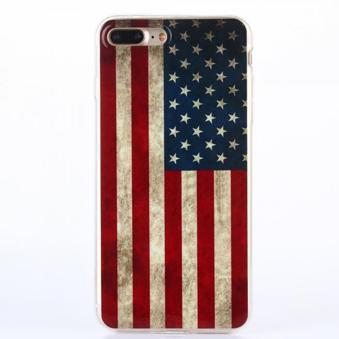 UTGATT5 - TPU Mobilskal iPhone 7 Plus - Retro American Flag