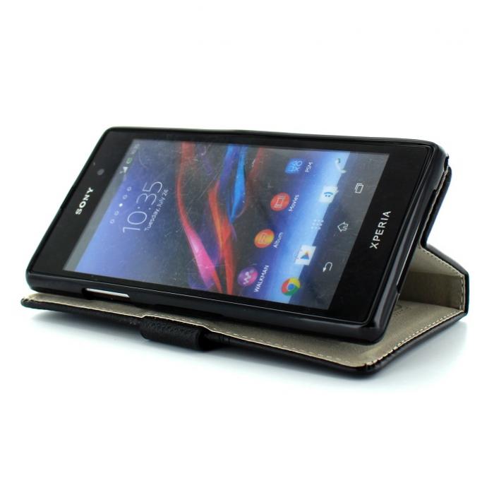 UTGATT5 - CoveredGear Dual Embossed Plnboksfodral till Sony Xperia Z1 - Svart