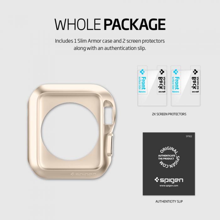 UTGATT5 - Spigen Slim Armor Skal till Apple Watch 38mm - Guld