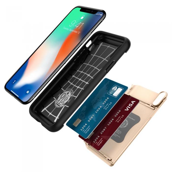 UTGATT4 - SPIGEN Crystal Wallet Skal till iPhone X - Gold