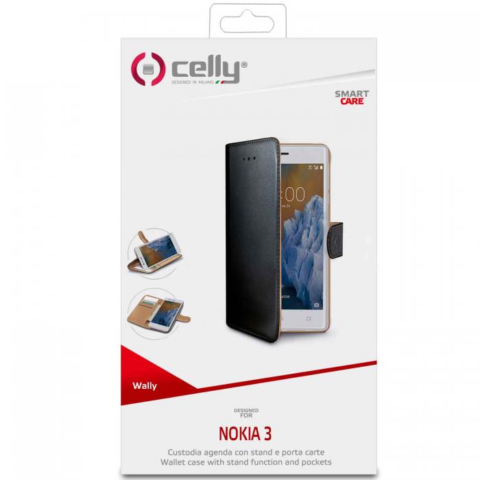 UTGATT5 - Celly Wallet Case Nokia 3 - Svart/Beige