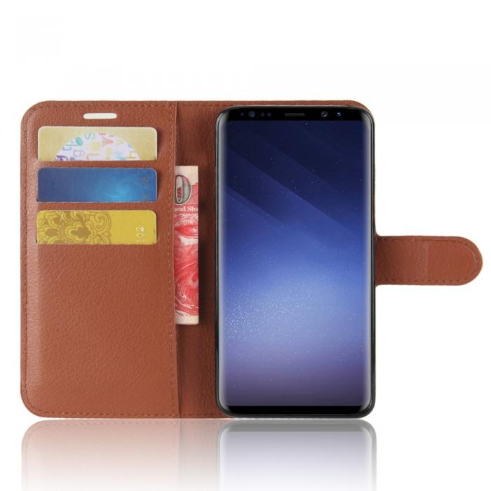 A-One Brand - Litchi Plnboksfodral till Samsung Galaxy S9 - Brun