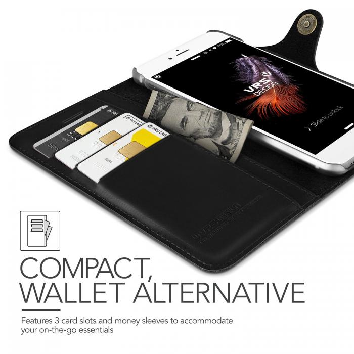 UTGATT5 - Verus Plnboksfodral av kta lder till iPhone 7 Plus - Svart