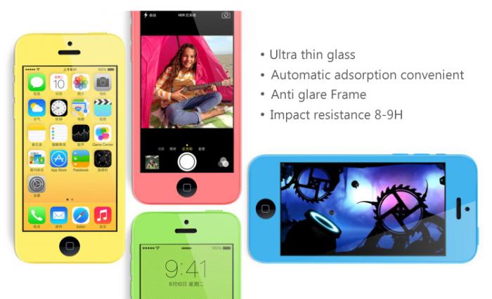 A-One Brand - Colored Hrdat Glas Skrmskydd till Apple iPhone 5/5S/SE (Gul)