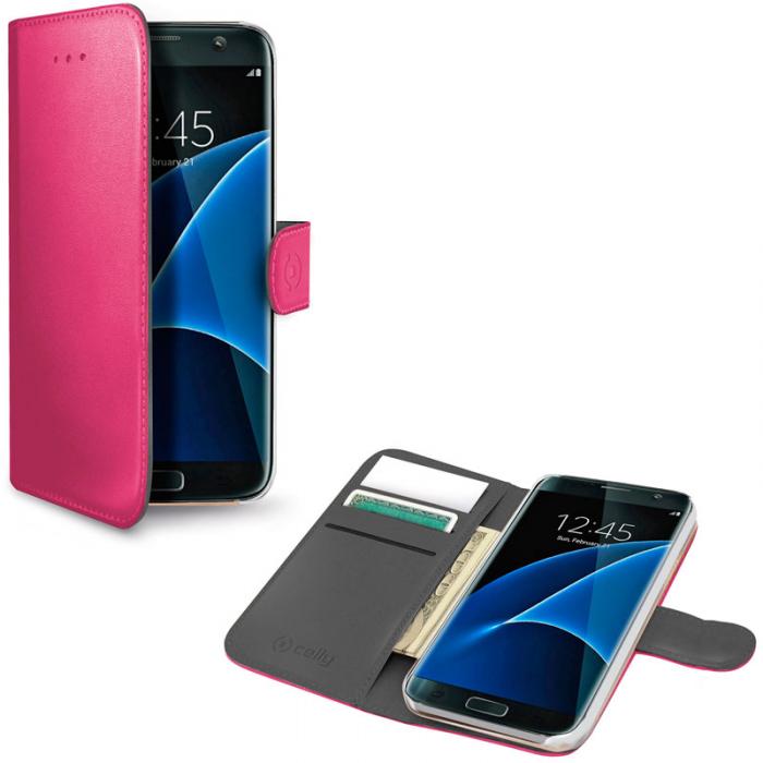 UTGATT5 - Celly Wallet Case till Samsung Galaxy S7 Edge - Rosa