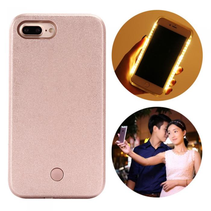 UTGATT5 - Selfie Illuminated LED Skal till iPhone 8 Plus - Rose Gold