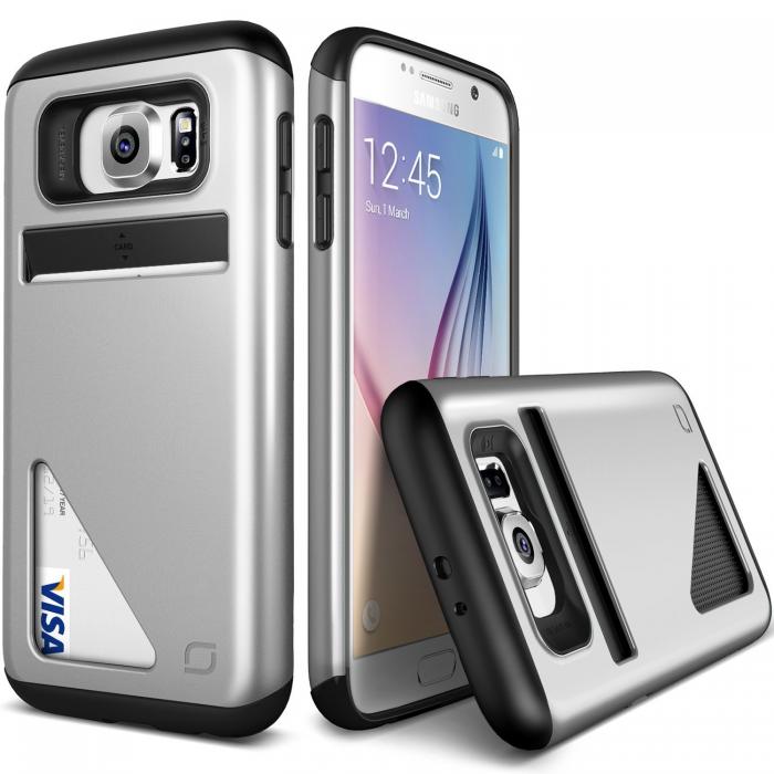 UTGATT5 - Lific Mighty Card Defense Skal till Samsung Galaxy S6 - Silver