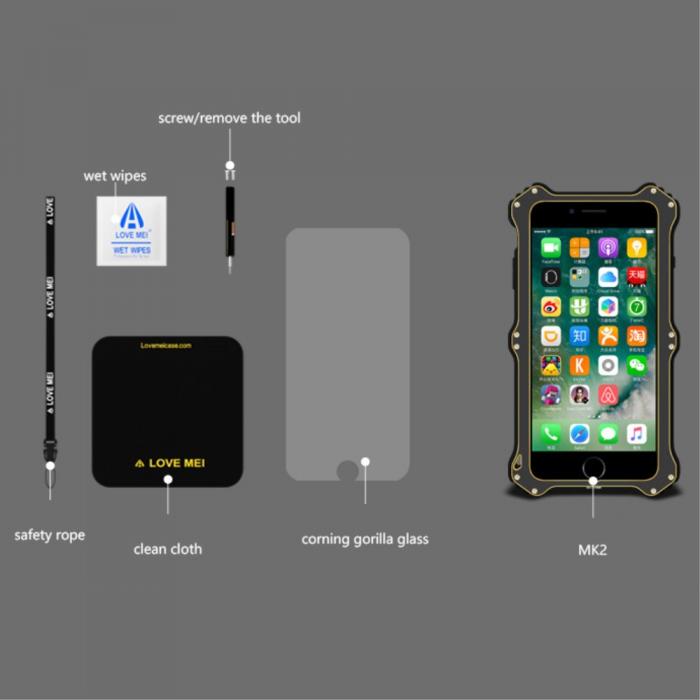 UTGATT5 - LOVE MEI MK2 Rugged Skal till Apple iPhone 7 Plus - Gold