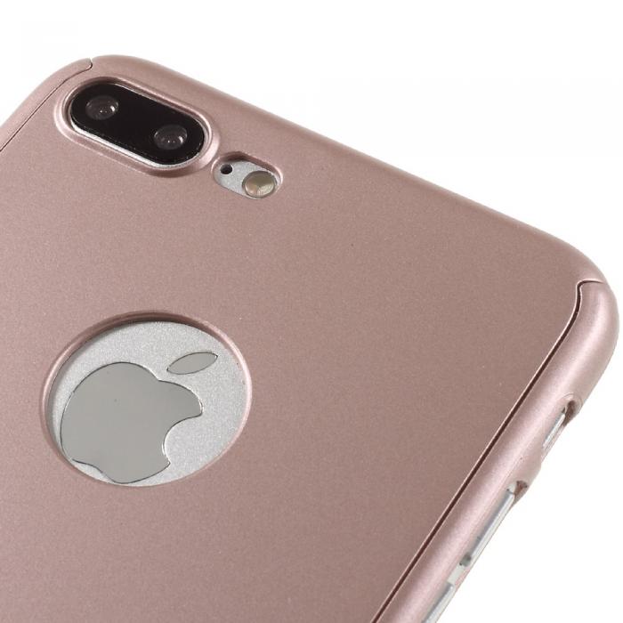 UTGATT5 - 2-in-1 Heltckande skal och Tempered Glass till iPhone 7 Plus - Rose Gold