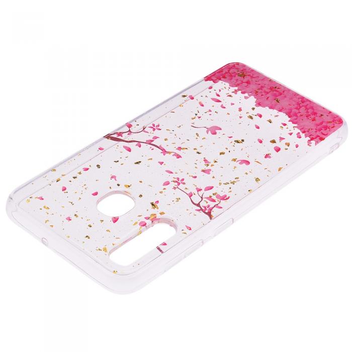 UTGATT4 - Glitter Mobilskal till Samsung Galaxy A40 - Rosa Blommor