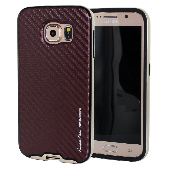 UTGATT5 - Mercury Bumper Skin Skal till Samsung Galaxy S6 - Brun