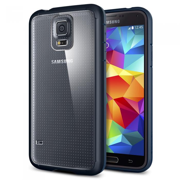UTGATT5 - SPIGEN Ultra Hybrid skal till Samsung Galaxy S5 (Metal Slate) + Skrmskydd