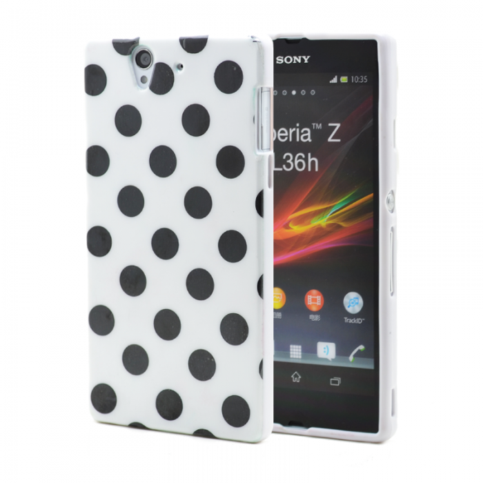 UTGATT4 - Polka dot FlexiCase Skal till Sony Xperia Z (Vit)