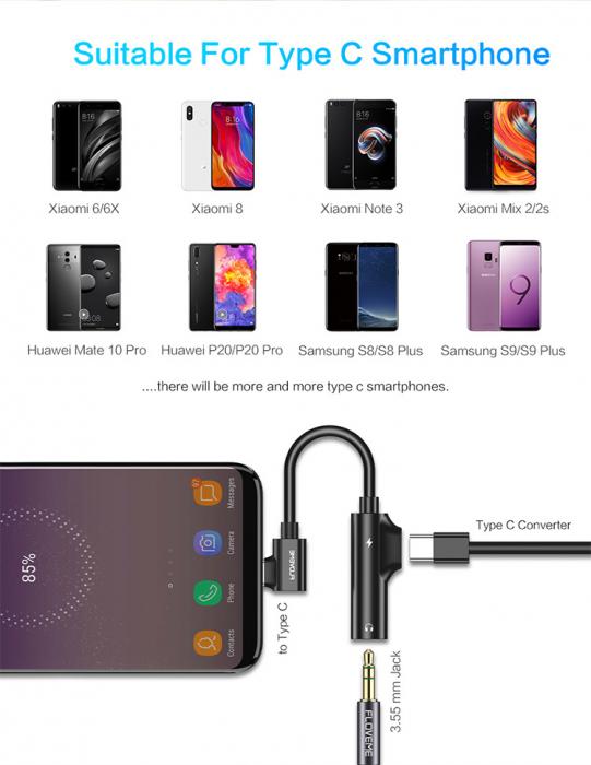 UTGATT5 - Flovme Ladda och lyssna p musik samt USB-C Adapter fr Android-Mobiler