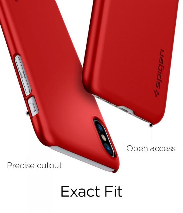 UTGATT5 - Spigen Thin Fit Skal till iPhone X - Rd