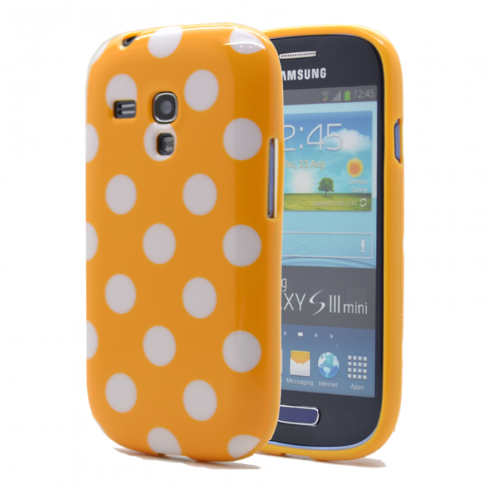 UTGATT4 - Polka dot FlexiCase Skal till Samsung Galaxy S3 Mini i8190 - (Gul)