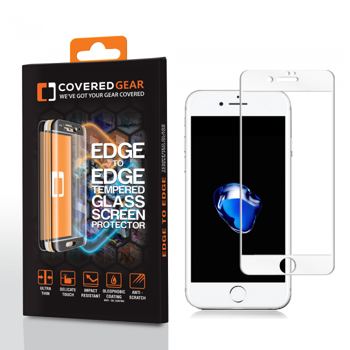 UTGATT5 - CoveredGear Edge to Edge hrdat glas till iPhone 8 Plus / 7 Plus- Vit