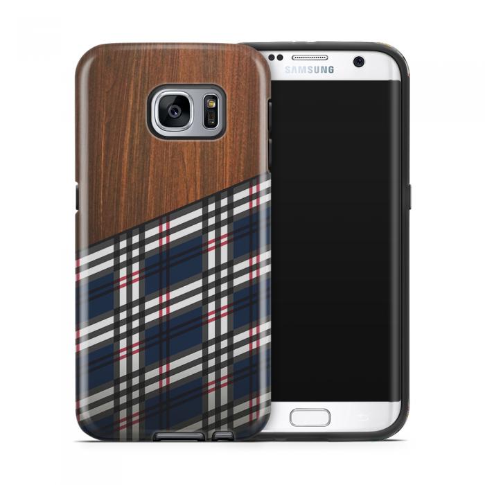 UTGATT5 - Tough mobilskal till Samsung Galaxy S7 Edge - Wooden Scottish Tartan B