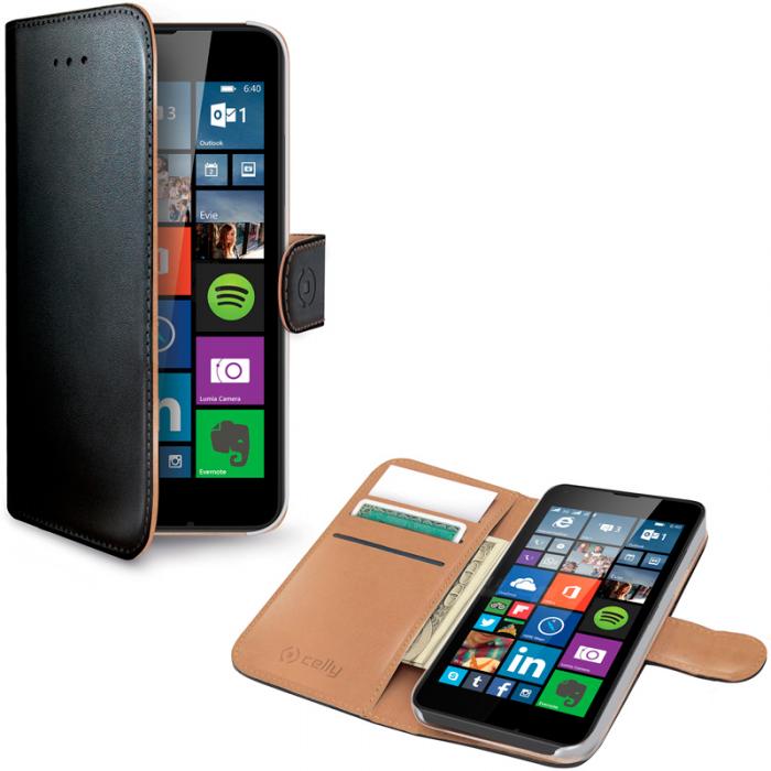 UTGATT5 - Celly Wallet Case till Microsoft Lumia 640 Svart/Beige
