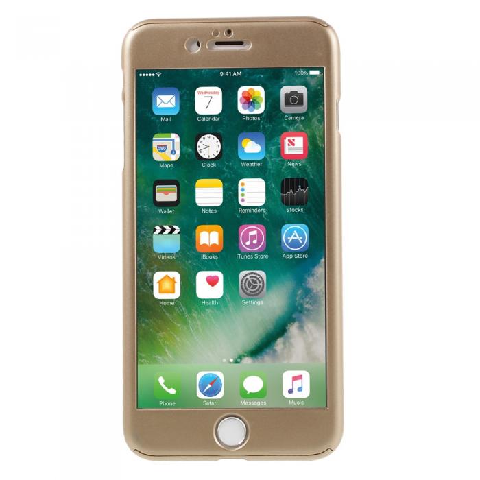 UTGATT5 - 2-in-1 Heltckande skal och Tempered Glass till iPhone 8/7 - Gold