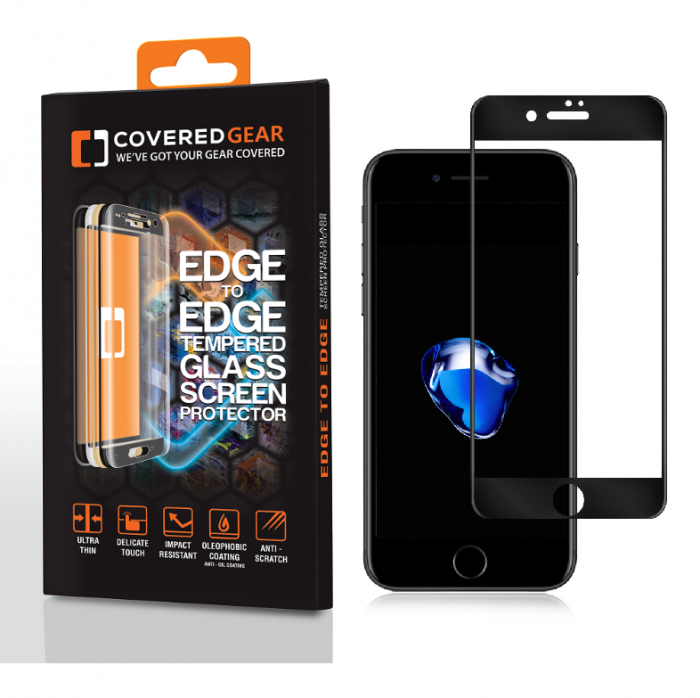 UTGATT5 - CoveredGear Edge to Edge hrdat glas till iPhone 8/7/6 - Svart