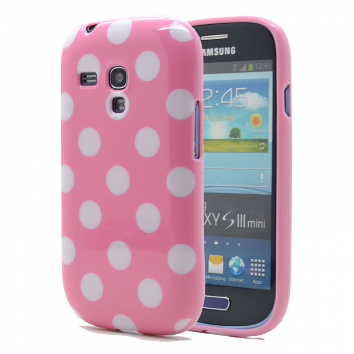 UTGATT4 - Polka dot FlexiCase Skal till Samsung Galaxy S3 Mini i8190 - (Rosa)