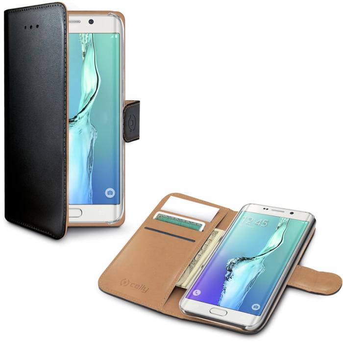 UTGATT5 - Celly Wallet Case Galaxy S6 Edge Plus - Svart