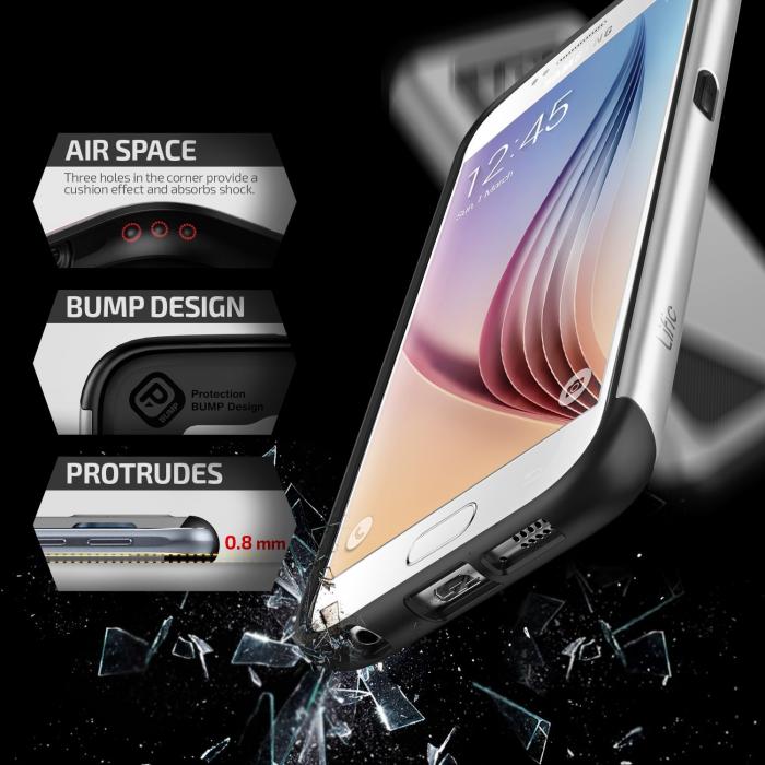 UTGATT5 - Lific Mighty Card Defense Skal till Samsung Galaxy S6 - Silver