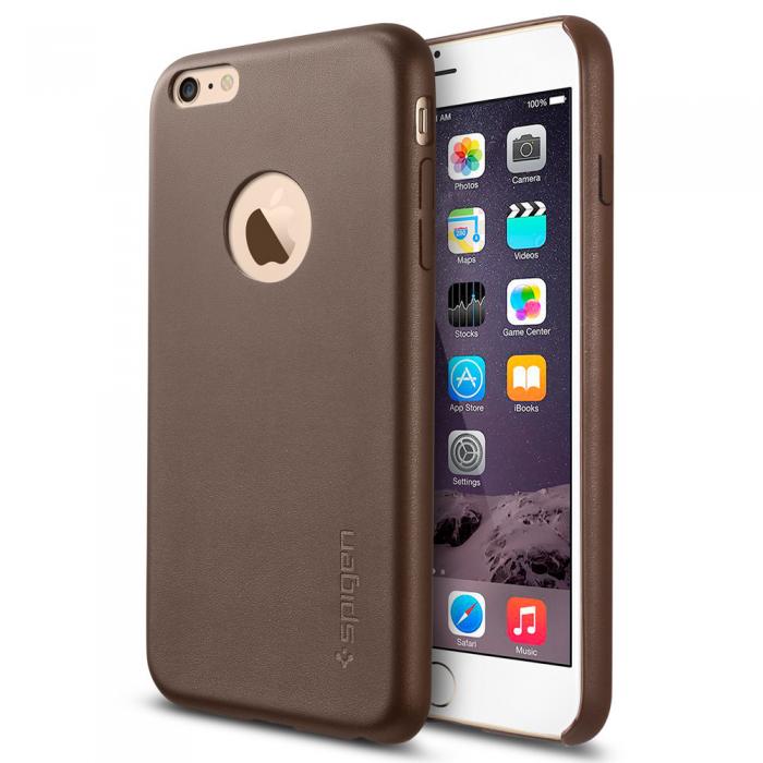 Spigen - SPIGEN Leather Fit Skal till Apple iPhone 6(S) Plus - Brun