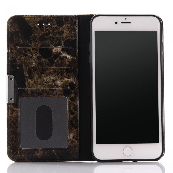 UTGATT5 - Marble Pattern Plnboksfodral till Apple iPhone 7 Plus - Svart
