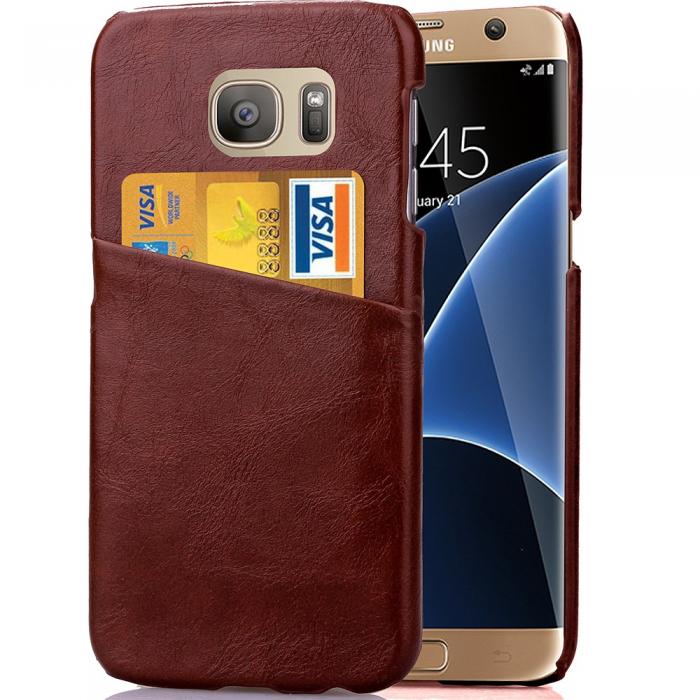 UTGATT5 - MobilSkal med kortfack till Samsung Galaxy S7 Edge - Brun