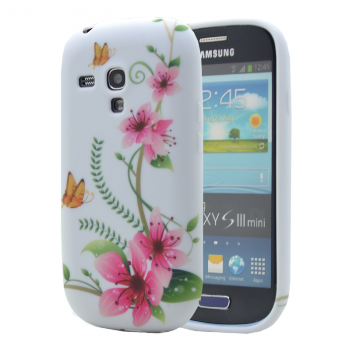 A-One Brand - FlexiCase Skal till Samsung Galaxy S3 Mini i8190 - (Rosa flower)