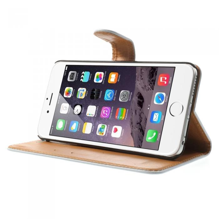 UTGATT5 - Glossy Crazy Horse Plnboksfodral till Apple iPhone 6(S) Plus - Vit
