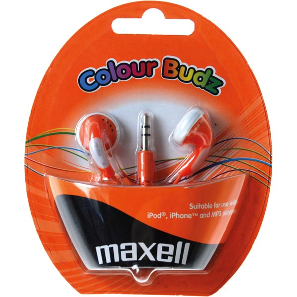 Maxell Colour Budz öronsnäckor, hörlurar - Orange Maxell Colour Budz öronsnäckor, hörlurar - Orange