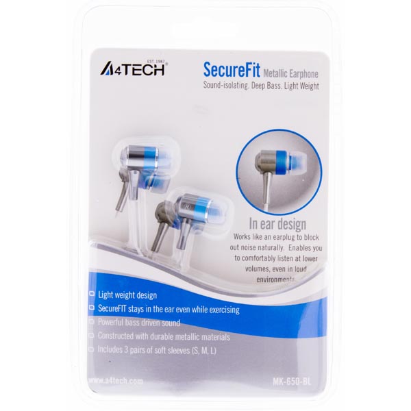 A4Tech in-ear öronsnäckor - Blå A4Tech in-ear öronsnäckor - Blå