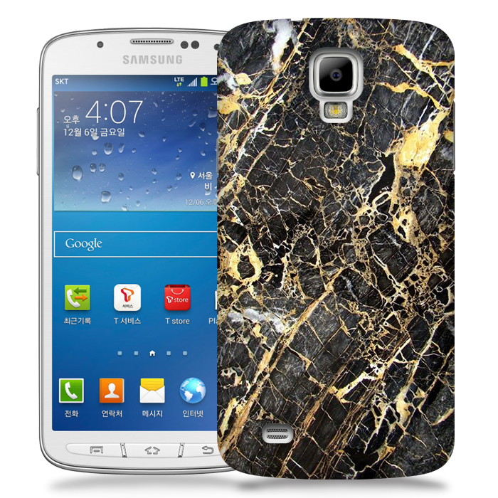 Skal till Samsung Galaxy S4 Active - Marble - Svart/Gul Skal till Samsung Galaxy S4 Active - Marble - Svart/Gul