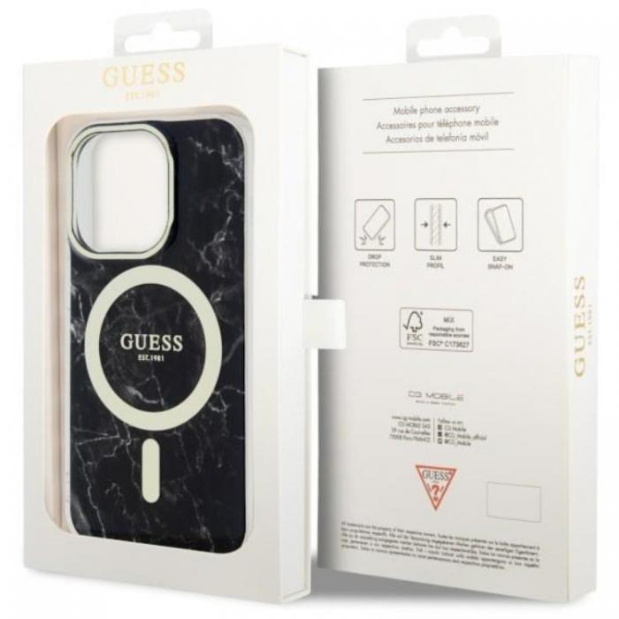 Guess - Guess iPhone 14 Pro Mobilskal MagSafe Marble - Svart