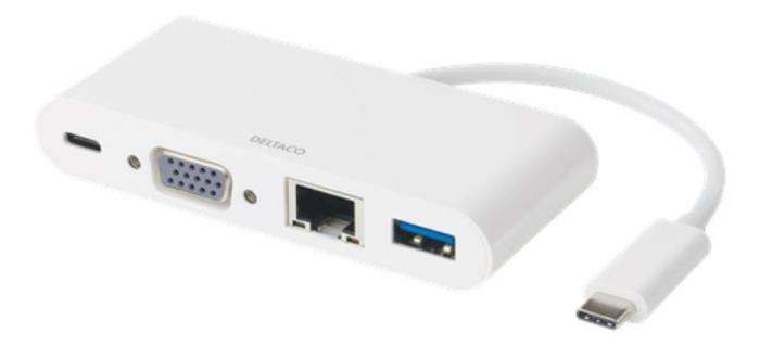 UTGATT5 - Deltaco USB-C Dockningsstation 60W - Vit