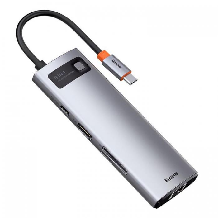 BASEUS - Baseus Metal 8in1 Multifunctional HUB USB-C 100 W - Gr