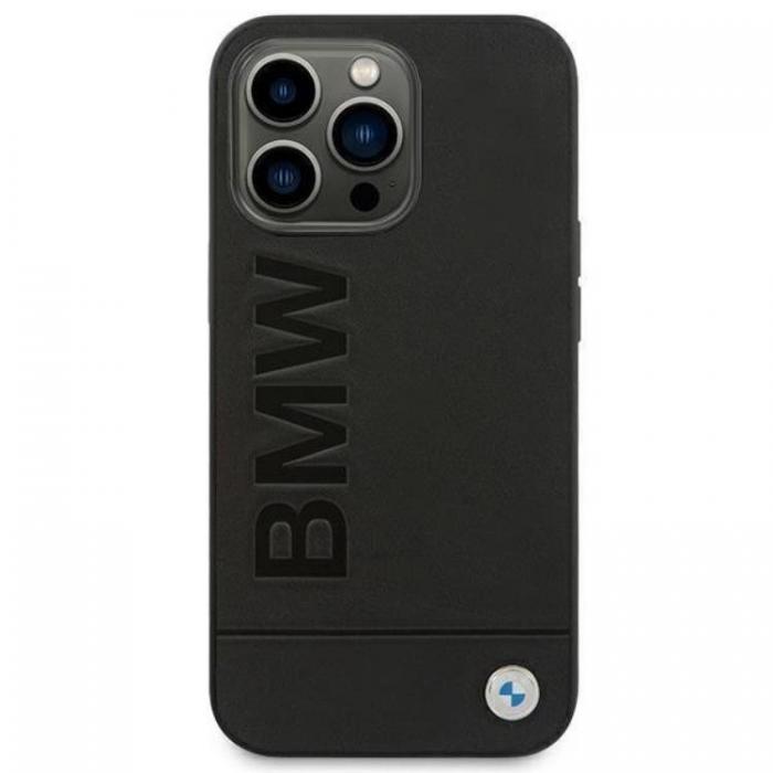 BMW - BMW iPhone 14 Pro Max Skal Lder Stamp - Svart