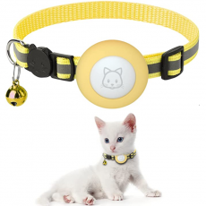 A-One Brand - Airtag Skal Silikon Cat Collar med Breakaway Bell - Gul